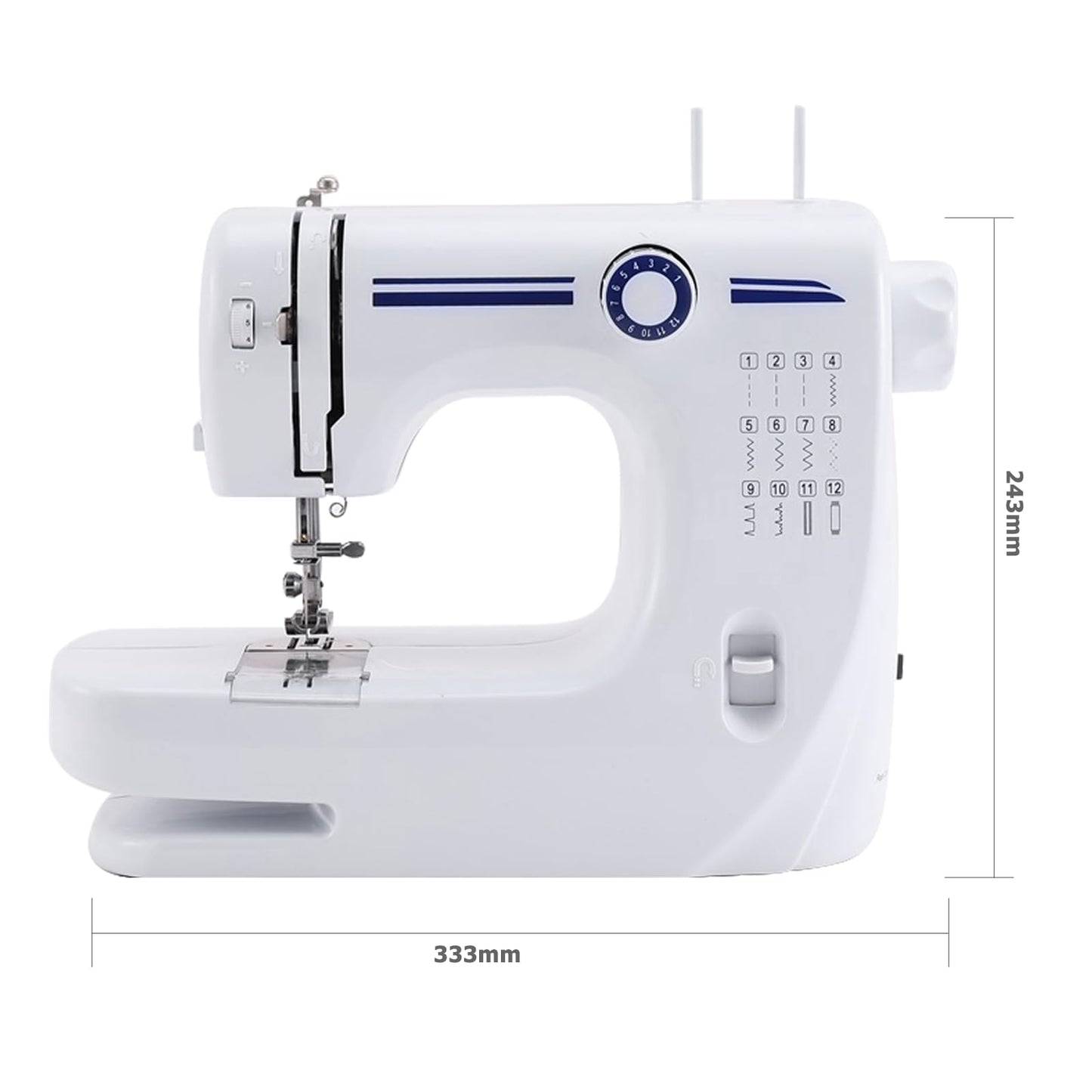 Sewing Machine, Sewing Machine for Beginners, Portable Sewing Machine Electric Portable for Beginners, 12 Built-In Stitches Dual Speed with Foot Pedal and Sewing Kit,Blue