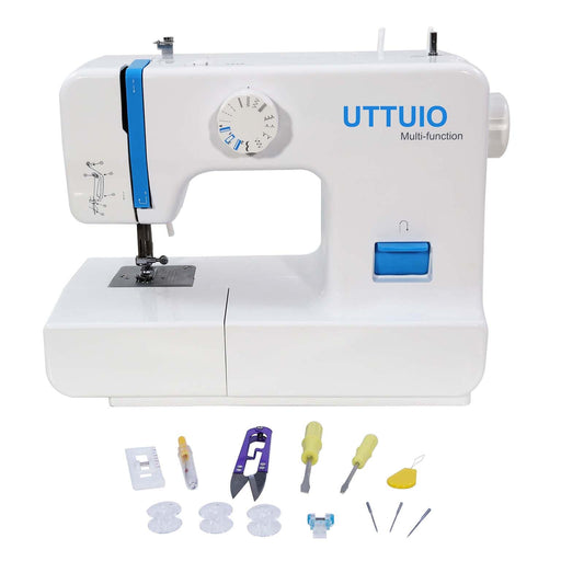 Uttuio Mechanical Sewing Machine With Accessory Kit - 63 Stitch Applications - Easy To Use & Great for Beginners (Blue)