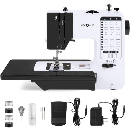 HTVRONT Sewing Machine for Beginners and Kids - 38 Built-In Stitches Mini Sewing Machine with Extension Table,Small Portable Sewing Machine with Foot Pedal & Sewing Kit