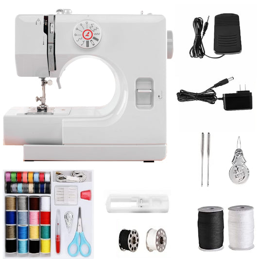 Buart Sewing Machine,Mini Sewing Machine for Beginners,Sewing Machines with Reverse Sewing and 12 Built-in Stitches,with Foot Pedal & 42PC Sewing Kit(White)