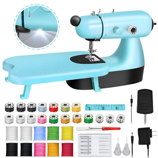 Small Portable Sewing Machine for Kids,Dual Speed Portable Sewing Machine for Beginners with Light, Sewing Kit for Household Use